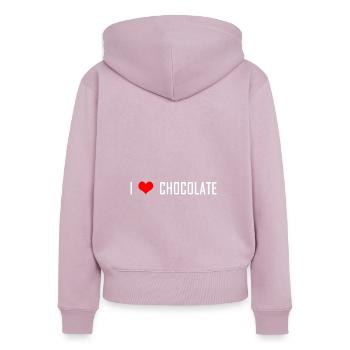 J’aime le chocolat - Sweat à capuche zippé Premium bio Femme - rose poudré - Dos - Julia (174cm)