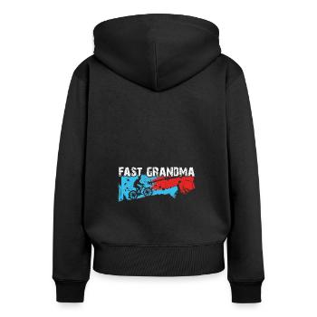 Quick granny on the bike - Women's Premium Organic Zip Hoodie - black - Back - Julia (174cm)