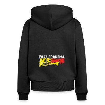 Quick granny on the bike - Women's Premium Organic Zip Hoodie - black - Back - Julia (174cm)