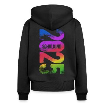 Schulkind 2025 - Erste Klasse - Einschulung - Frauen Premium Bio Zip Hoodie - Schwarz - Hinten - Julia (174cm)