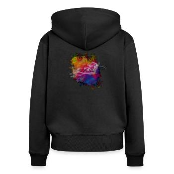 Love music - Frauen Premium Bio Zip Hoodie - Schwarz - Hinten - Julia (174cm)