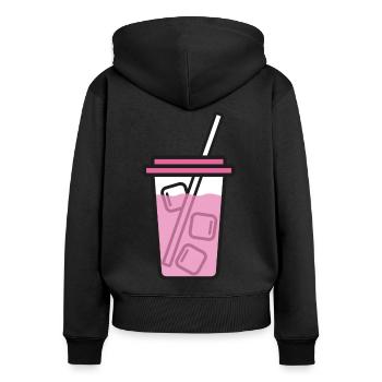 Milchshake Getränk Sommer - Frauen Premium Bio Zip Hoodie - Schwarz - Hinten - Julia (174cm)