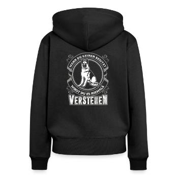 Deutscher Schäferhund - Frauen Premium Bio Zip Hoodie - Schwarz - Hinten - Julia (174cm)