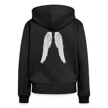 Engel Flügel Elfen Feen göttlich himmlisch magisch - Frauen Premium Bio Zip Hoodie - Schwarz - Hinten - Julia (174cm)