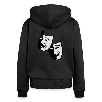 Theater - Frauen Premium Bio Zip Hoodie - Schwarz - Hinten - Julia (174cm)