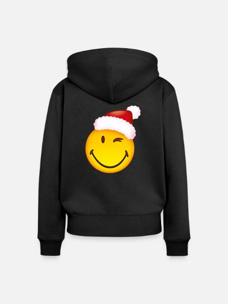 Smiley Santa Claus - Frauen Premium Bio Zip Hoodie - Schwarz