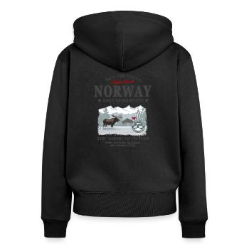 Norway Moose - Frauen Premium Bio Zip Hoodie - Schwarz - Hinten - Julia (174cm)