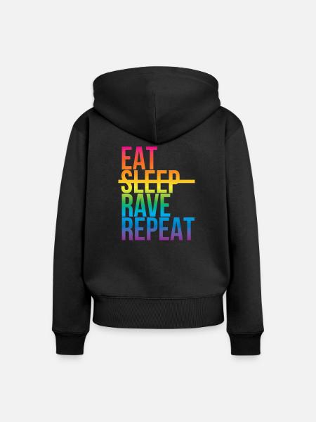 Rave - Eat sleep repeat3 - Frauen Premium Bio Zip Hoodie - Schwarz
