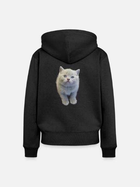 Kätzchen - Frauen Premium Bio Zip Hoodie - Schwarz
