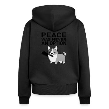 Corgi gallois - Sweat à capuche zippé Premium bio Femme - noir - Dos - Julia (174cm)