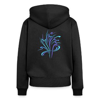 Bouquet Blue Turquoise - Women's Premium Organic Zip Hoodie - black - Back - Julia (174cm)