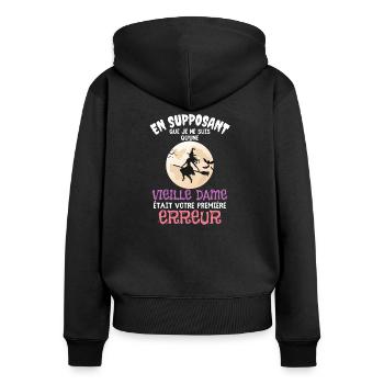 femme sorcière 2 - Sweat à capuche zippé Premium bio Femme - noir - Dos - Julia (174cm)