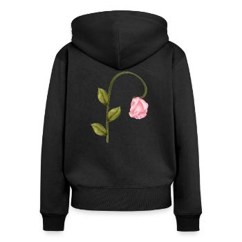 Pink Rose - Women's Premium Organic Zip Hoodie - black - Back - Julia (174cm)