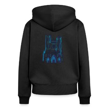 Kathedrale von Amiens - Frauen Premium Bio Zip Hoodie - Schwarz - Hinten - Julia (174cm)