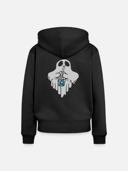 Trinkender Geist Booba Tea - Frauen Premium Bio Zip Hoodie - Schwarz