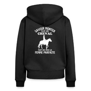 Cheval Femme parfaite 2 - Sweat à capuche zippé Premium bio Femme - noir - Dos - Julia (174cm)