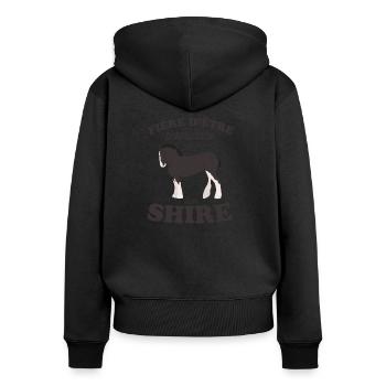 Fière d être pripriétaire d un cheval shire - Sweat à capuche zippé Premium bio Femme - noir - Dos - Julia (174cm)