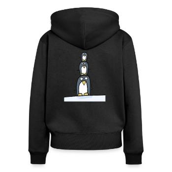 lustige pinguine, akrobatische Pinguine - Frauen Premium Bio Zip Hoodie - Schwarz - Hinten - Julia (174cm)