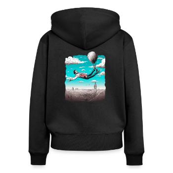 FLOTTER AU-DESSUS DE LONDRES - Sweat à capuche zippé Premium bio Femme - noir - Dos - Julia (174cm)