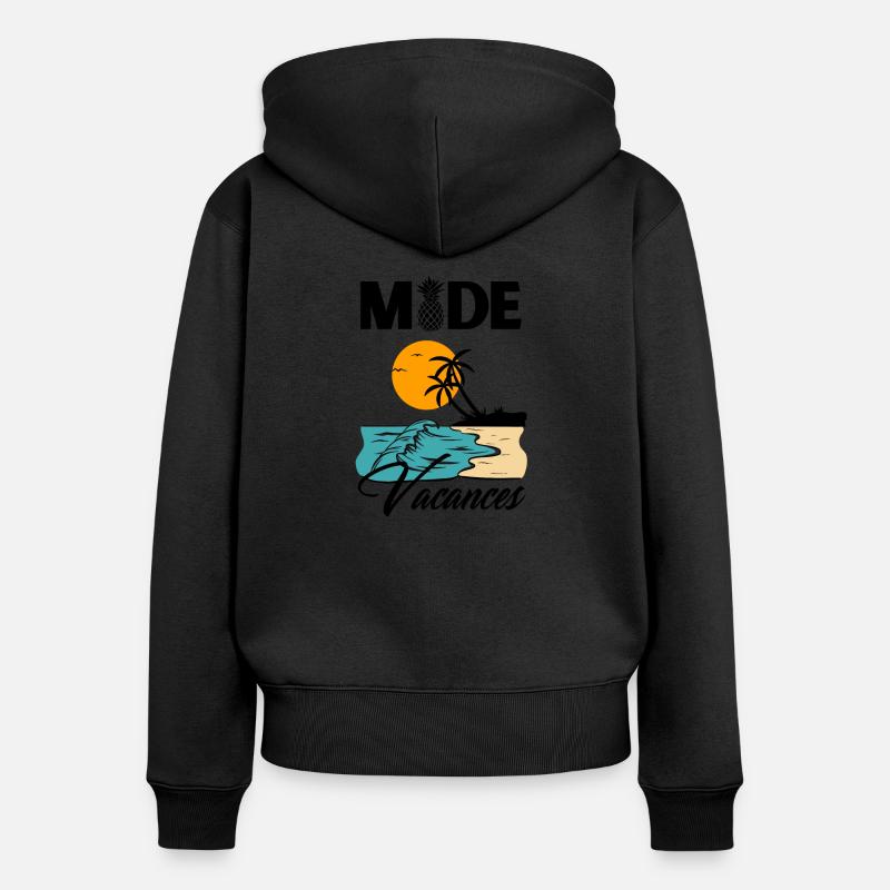 Vacances d été - Sweat à capuche zippé Premium bio Femme - noir