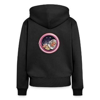 Stellar Blond - Frauen Premium Bio Zip Hoodie - Schwarz - Hinten - Julia (174cm)