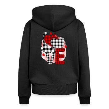 Amour Saint-Valentin - Sweat à capuche zippé Premium bio Femme - noir - Dos - Julia (174cm)