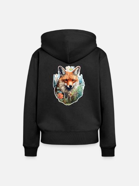 Fuchskopf - Frauen Premium Bio Zip Hoodie - Schwarz
