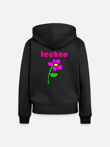 techno blume - Frauen Premium Bio Zip Hoodie - Schwarz
