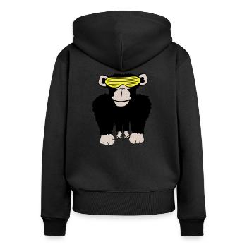 Funky Sonnenbrille Gorilla Cooler Party Affe Spaß - Frauen Premium Bio Zip Hoodie - Schwarz - Hinten - Julia (174cm)