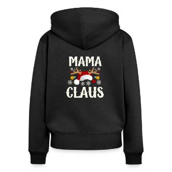 Mama Claus - Frauen Premium Bio Zip Hoodie - Schwarz - Hinten - Julia (174cm)