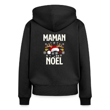 Maman Noël - Sweat à capuche zippé Premium bio Femme - noir - Dos - Julia (174cm)