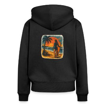 Surfer Beach Sunset - Women's Premium Organic Zip Hoodie - black - Back - Julia (174cm)