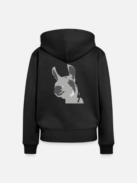 lama - Frauen Premium Bio Zip Hoodie - Schwarz