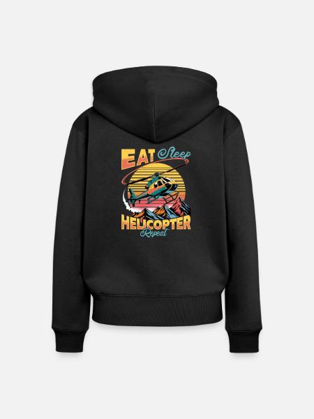 Helicopter funny Pilot - Frauen Premium Bio Zip Hoodie - Schwarz
