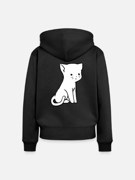 Süßes Katzen Design - Frauen Premium Bio Zip Hoodie - Schwarz