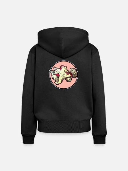 Frogfish Anglerfisch - Frauen Premium Bio Zip Hoodie - Schwarz