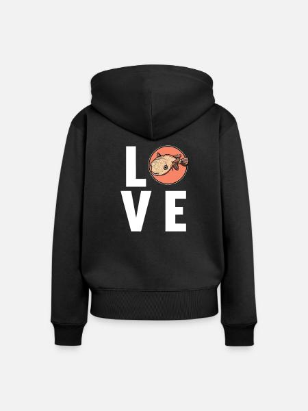 Kugelfische Kugelfisch - Frauen Premium Bio Zip Hoodie - Schwarz