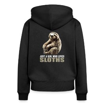 Faultiere Faultier - Frauen Premium Bio Zip Hoodie - Schwarz - Hinten - Julia (174cm)