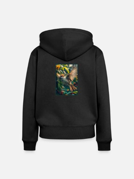 Spatzen Spatz - Frauen Premium Bio Zip Hoodie - Schwarz