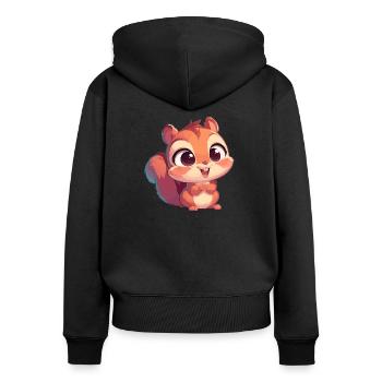 Eichhörnchen - Frauen Premium Bio Zip Hoodie - Schwarz - Hinten - Julia (174cm)