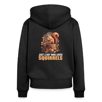 Eichhörnchen - Frauen Premium Bio Zip Hoodie - Schwarz - Hinten - Julia (174cm)
