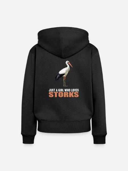 Störche Storch - Frauen Premium Bio Zip Hoodie - Schwarz