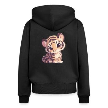 Sumatra-Tiger - Frauen Premium Bio Zip Hoodie - Schwarz - Hinten - Julia (174cm)