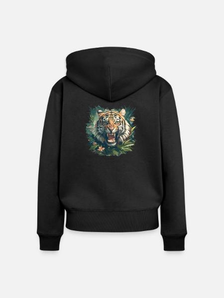Sumatra-Tiger - Frauen Premium Bio Zip Hoodie - Schwarz