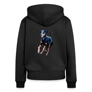 Dobermann - Frauen Premium Bio Zip Hoodie - Schwarz - Hinten - Julia (174cm)