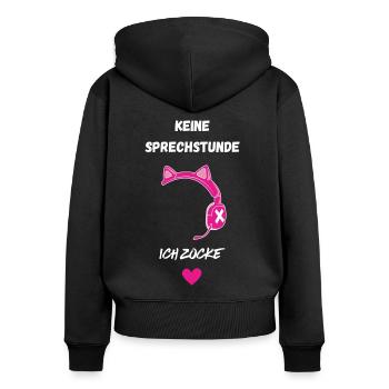 Gamer - Keine Sprechstunde Ich zocke - Frauen Premium Bio Zip Hoodie - Schwarz - Hinten - Julia (174cm)