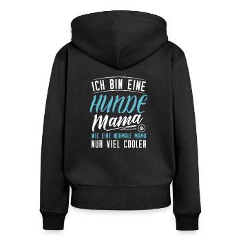 Hunde Mama T-Shirt - Hunde Mamas sind cooler - Frauen Premium Bio Zip Hoodie - Schwarz - Hinten - Julia (174cm)