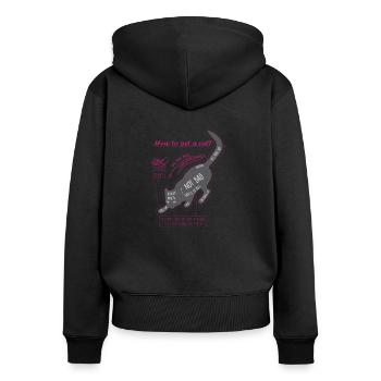Chemise de chat · Cadeau mignon pour animaux de compagnie - Sweat à capuche zippé Premium bio Femme - noir - Dos - Julia (174cm)