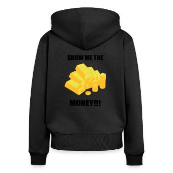 Show me the money - gold - Sweat à capuche zippé Premium bio Femme - noir - Dos - Julia (174cm)