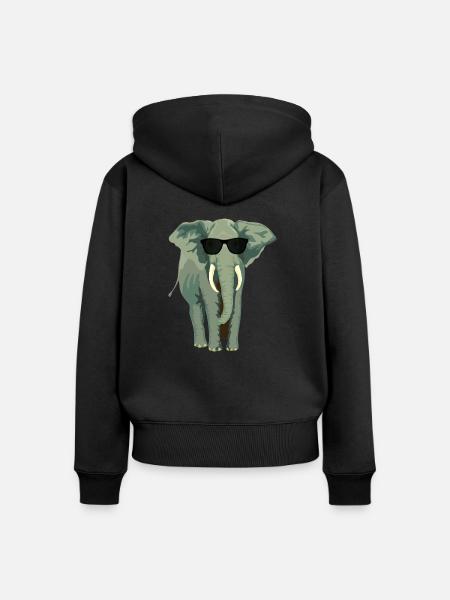 Elephant with sunglass - Frauen Premium Bio Zip Hoodie - Schwarz